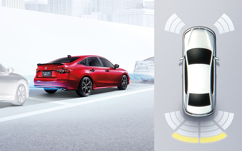 เซนเซอร์กะระยะหน้า 4 จุด และหลัง 4 จุด